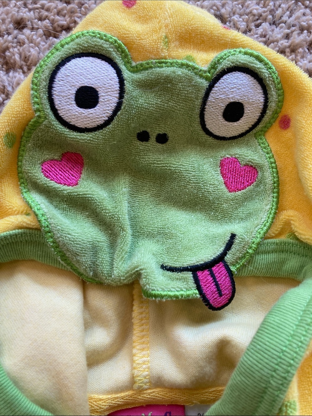 Kids Yellow Frog Hooded Swim Coverup - Picture 3 of 7